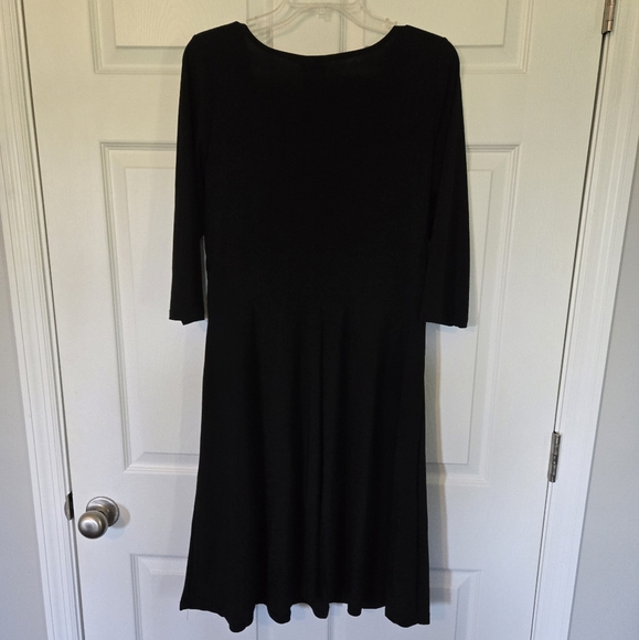 SUNNY USA BLACK WRAP STYLE A-LINE DRESS - Picture 4 of 6